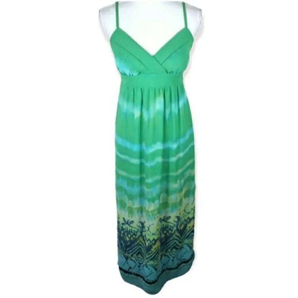 DRESSBARN GREEN MAXI DRESS SZ.4 EUC